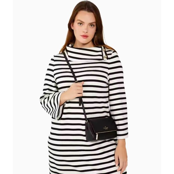 New Kate Spade Leila Mini Zip Crossbody Pebble Leather Black - Picture 4 of 6